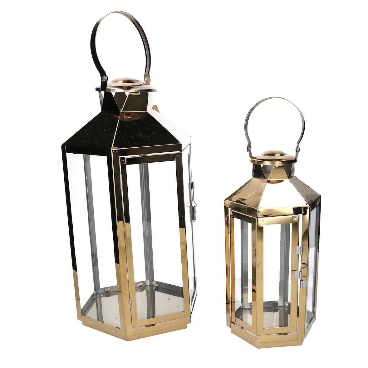 Vacchetti Set di 2 lanterne in metallo oro