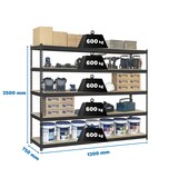 thumbnail of Simon Rack Estanteria Industrial, 2500x1200x750 mm, 600 kg de Punto Flexión, 5 Estantes Madera, Antracita/Madera - SimonTaller