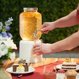 thumbnail of Relaxdays Getränkespender im 2er Set, Limobehälter 4L, Zapfhahn und Deckel, Wasserspender, Glas & Edelstahl, transparent
