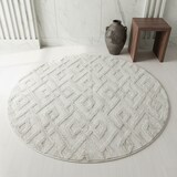 thumbnail of Teppich Wohnzimmer 3D Geometrisch Modern Waschbar Strapazierfähig Esszimmer OEKO-TEX Rund Creme 200x200 cm – GENF von Kadima Design