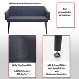 thumbnail of Sitzbank | HxBxT 77x133x56cm | Sitzhöhe 48cm | Esszimmerbank Bank Polsterbank Garderobenbank Rückenlehne Armlehne Stoff/Textil 133cm | Anthrazit