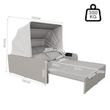 thumbnail of Garten-Loungesofa 2-Sitzer aus Polyrattan in Khaki, mit abnehmbarer Markise, ausziehbar und als Bett oder Relaxsessel nutzbar