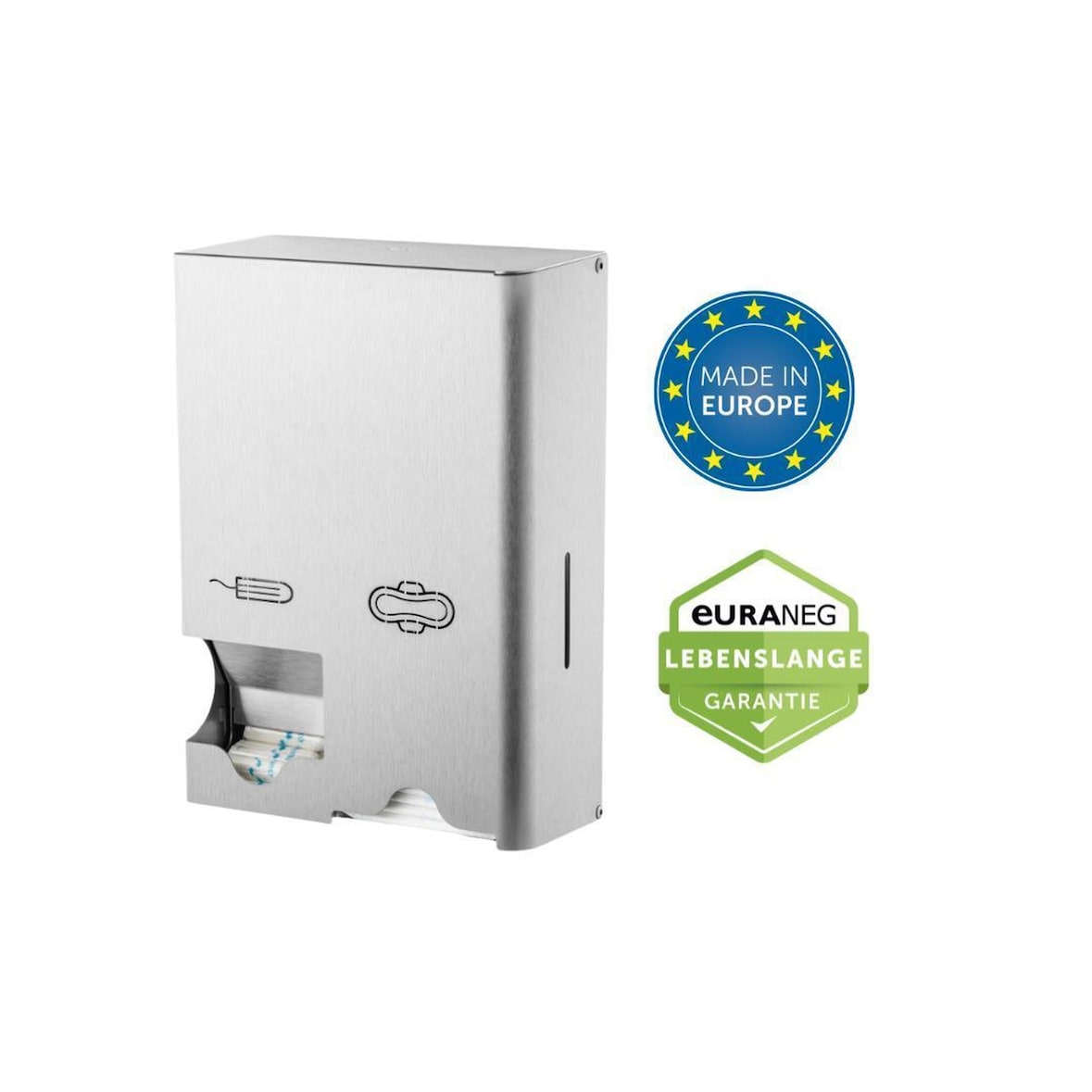 Euraneg Tampon- und Bindenspender DUO - Edelstahl - antifingerprint Beschichtung