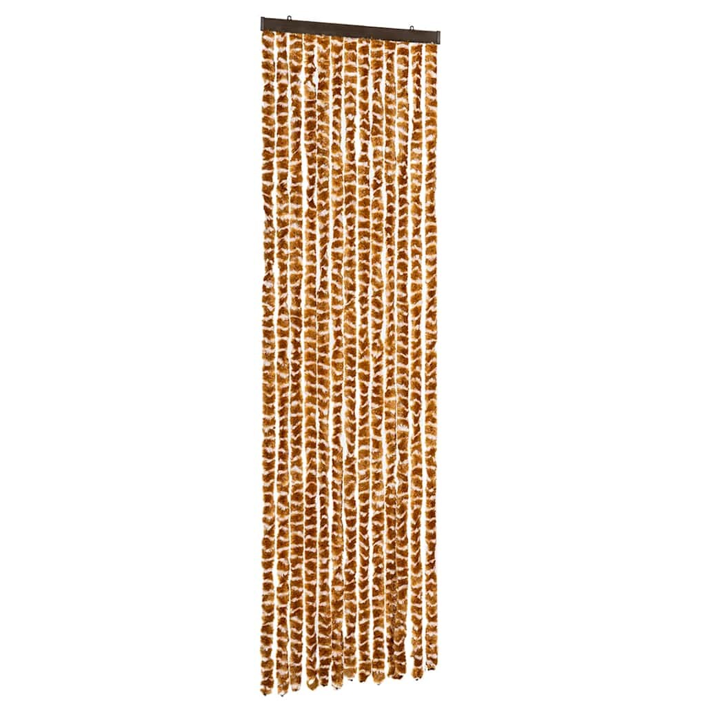 vidaXL Fliegenvorhang Ocker und Weiß 56x200 cm Chenille