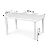 thumbnail of Tavolo in Plastica Rettangolare Bianco Cucina Soggiorno 140x85x75cm