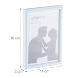 thumbnail of Relaxdays Bilderrahmen 2er Set, 10x15 cm, Passepartout 9x13 cm, Glasscheibe, Fotorahmen zum Stellen & Hinhängen, weiß