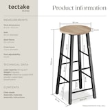 thumbnail of tectake 2 tabourets de bar Keynes - Bois clair industriel, Chêne Sonoma -404349