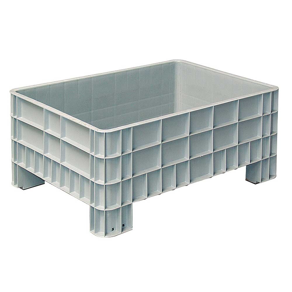 Palettenbox mit Außenrippen und 4 Füßen, LxBxH 1200x800x520 mm, grau