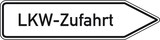 thumbnail of Schild I Wegweiser LKW-Zufahrt, rechtsweisend, Aluminium RA0, reflektierend, 1400x350mm, DIN 67520
