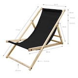 thumbnail of ECD Germany Liegestuhl klappbar Schwarz, Holz, verstellbare Rückenlehne mit 3 Liegepositionen, bis 120 kg, Gartenliege Sonnenliege Strandliege
