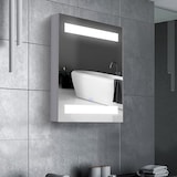 thumbnail of HOMCOM armario de baño con espejo y luz LED mueble espejo de pared con 2 estantes de almacenamiento e interruptor táctil para dormitorio 50x15x60 cm