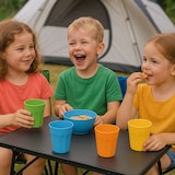 thumbnail of Set van 24 Kunststof Bekers – 300 ml – Onbreekbaar – 4 Kleuren (Geel, Oranje, Blauw, Groen) – Vaatwasserbestendig – Polypropyleen – Herbruikbaar