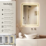 thumbnail of tectake Miroir de salle de bain LED CLARA réglable avec 3 couleurs de lumière - 50 x 70 cm gris anthracite