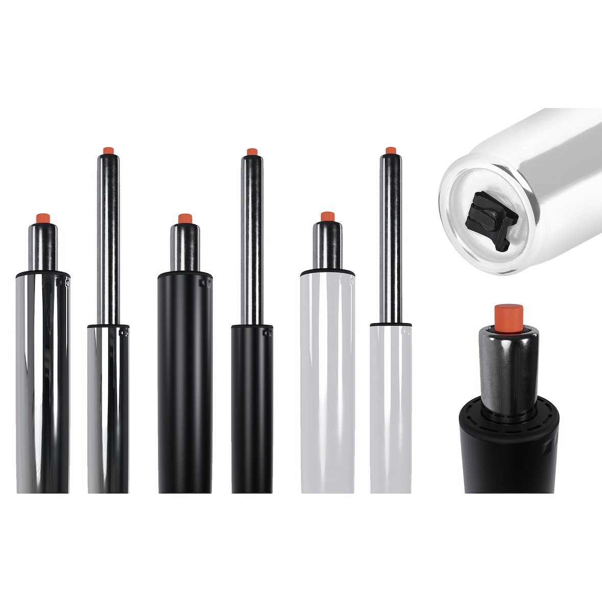 Elevador a gas para sillas de oficina Negro/Ø 5cm, Largo 260-320mm