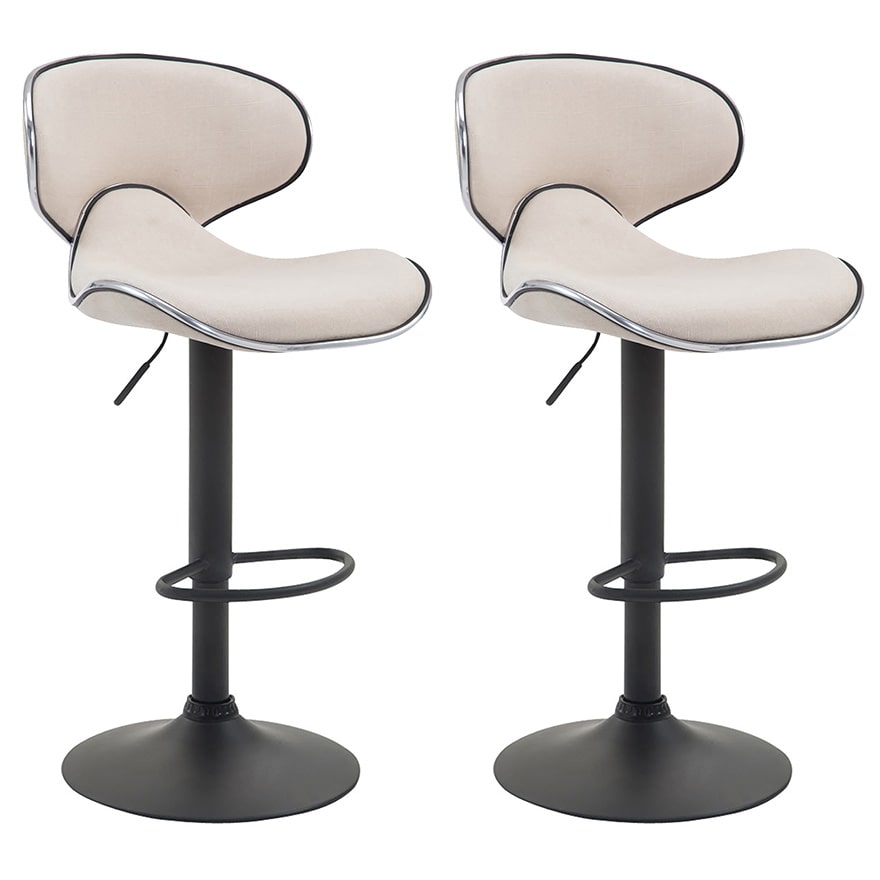 Conjunto de 2 bancos de bar Las Vegas V2 em tecido creme/preto