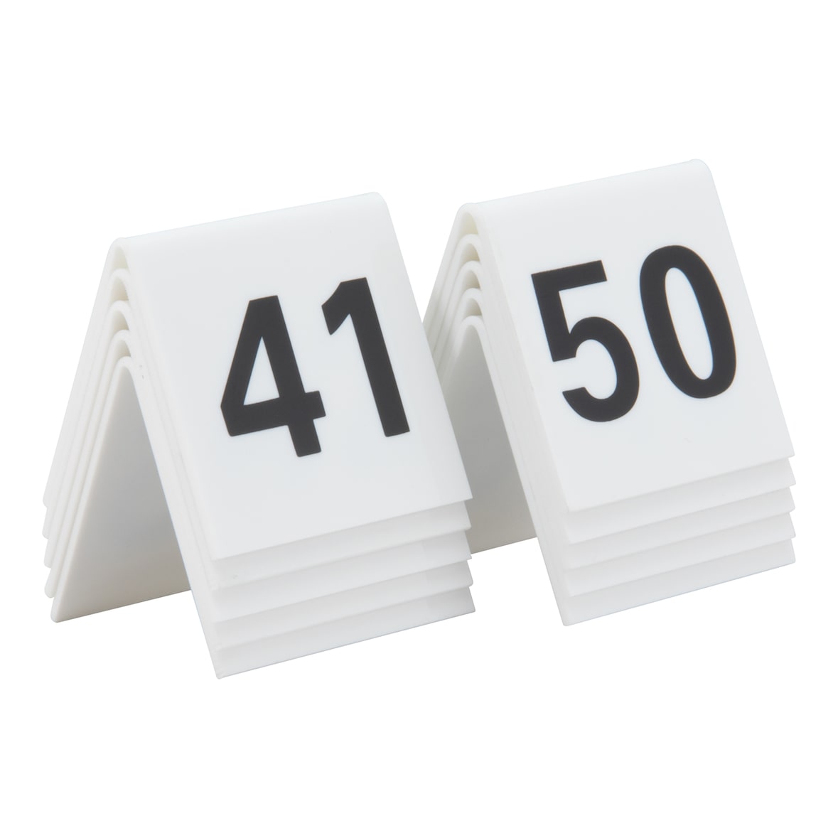 Securit® Lot de 10 Numéros de table de 41-50 - Acrylique blanc avec chiffres noirs