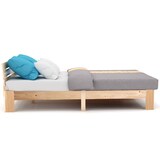 thumbnail of Massivholz Doppelbett 140x200 aus Kiefer mit Lattenrost, Rustikales Bettgestell mit natürlicher Maserung,Stauraum, Stabiles Kiefernholz Bett Natürlich