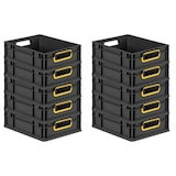 thumbnail of PROREGAL SparSet 10x Eurobox NextGen Color, HxBxT 12x30x40cm, 11 Liter, Griffe gelb offen, Schwarz, Eurobehälter, Transportbehälter