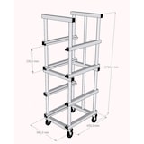 thumbnail of Carro porta bandejas plegable de 540 x 650 x 1710 mm. (h)  Para cajas o bandejas N.E. de hasta 320 mm. (h) 4 niveles GRIS, RUEDAS CINCADAS