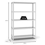 thumbnail of PROREGAL Fachbodenregal Schraubsystem | Grundregal | HxBxT 200x130x40cm | 5 Ebenen | Fachlast 350 kg | Beidseitig nutzbar | Lichtgrau
