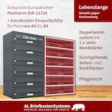 thumbnail of AL Briefkastensysteme 30 Fächer Premium Wand Briefkasten Anlage in RAL 7016 Anthrazit Grau, Post A4, robust, wetterfest, Artikelnummer: 132P30EA3P7016