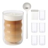 thumbnail of Relaxdays Latte Macchiato Gläser, 6er Set, Löffel, Spiralform, doppelwandiges Glas, 350 ml, Kaffeegläser, transparent