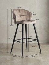 thumbnail of Barhocker Samt Beige Hocker mit Lehne 56x102,5x52,5 cm, Küchenhocker Skandinavisch Stoff / Metall 110 kg, Design Barstuhl Tresenhocker, Bistrohocker
