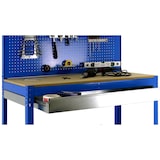 thumbnail of Werkbank Buffalo mit Werkzeugwand, Schubfach und Ablage | HxBxT 84x120x61cm | Traglast 600kg | Blau