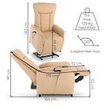 thumbnail of Fernsehsessel mit Aufstehhilfe, Relaxsessel mit Liegefunktion, mit 2 Motoren, 120 kg belastbar, Leder/Kunstleder, Beige, Raburg Marie