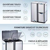 thumbnail of Kitchen Move Papelera de pedal de reciclaje HAJA plata 60L Acero inoxidable Plata