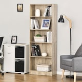 thumbnail of HOMCOM Estante para Livros de 5 Níveis com Prateleira Ajustável e Desenho Anti-Tombo Estante de Armazenamento 63x29,5x176 cm Madeira