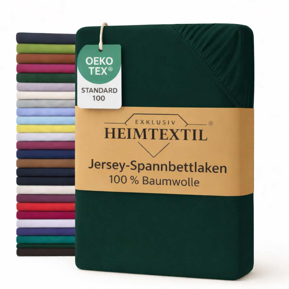 EXKLUSIV HEIMTEXTIL Marke Jersey Spannbettlaken 90 x 200 cm Dunkelgrün 100% Baumwolle Öko - Tex Zertifiziert Bed-Sheet Bettlaken Spannbetttuch Topper