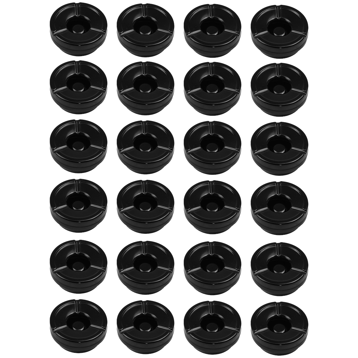 24 Stück Windaschenbecher Aschenbecher mit abnehmbaren Deckel aus Melamin in schwarz ø 12cm