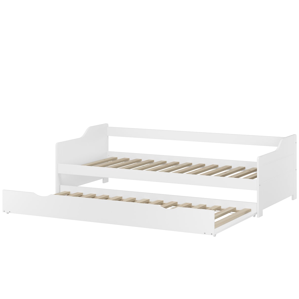 Sofabett Doppelbett Bettgestell 90x200 Einzelbett Bett + Bettkasten Kiefer weiß 60.34-09W