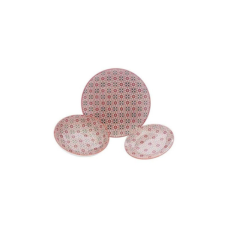 Arca Kyoto rosso, set 3 posto tavola in porcellana