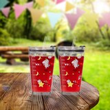 thumbnail of Relaxdays Kindergläser 4er Set, Einhorn-Motiv, Trinkglas Kinder, Deckel & Strohhalm, 450 ml Skala, Saftglas, transparent