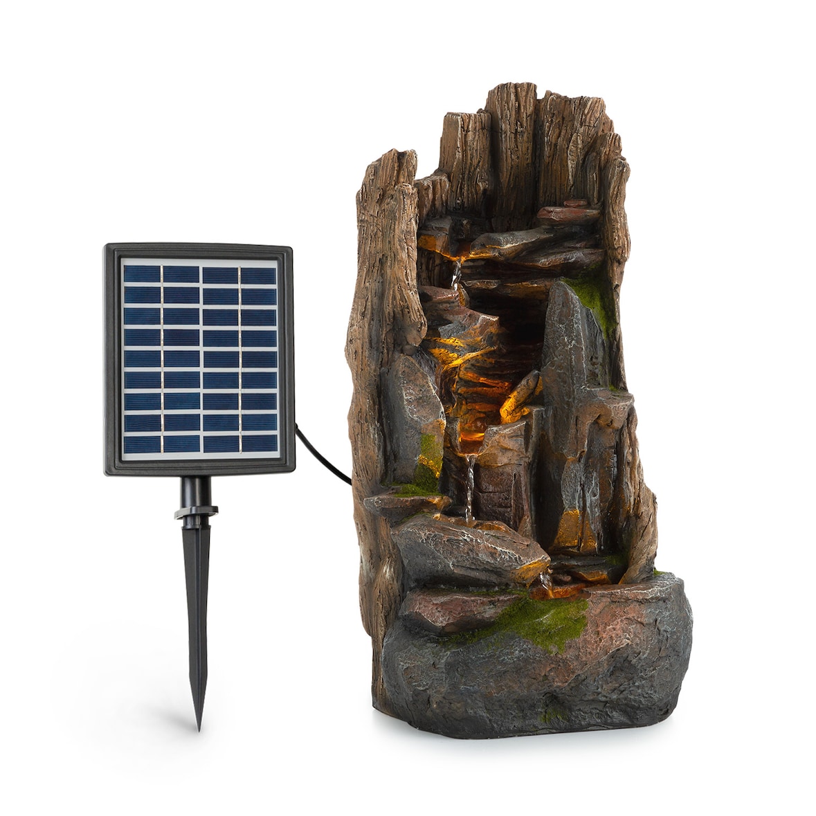 Mystic Tree Solarbrunnen LED-Beleuchtung Polyresin Dunkles Holz