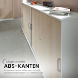 thumbnail of bümö Schiebetürenschrank 2OH - Aktenschrank abschließbar, Sideboard Schrank mit Schiebetüren in Weiß/Ahorn, Chromgriff - Büroschrank aus Holz mit