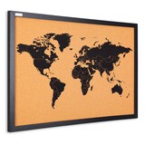 thumbnail of ALLboards Korktafel WELTKARTE, lackierter Holzrahmen, SCHWARZ, 60×40 cm