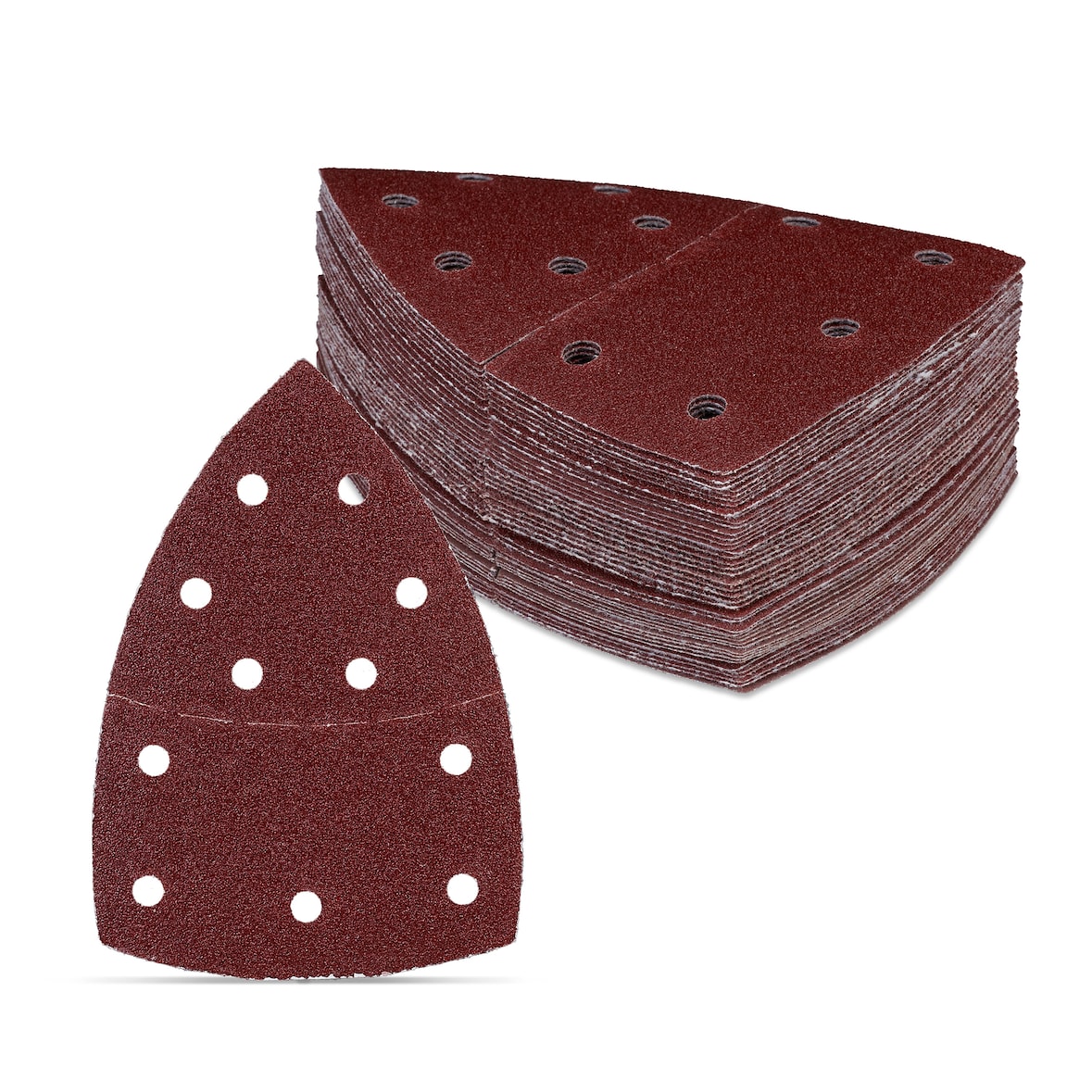 Relaxdays Schleifpapier für Multischleifer, 105 x 152 mm, 50 Schleifdreiecke Klett, Korn 40/80/120/180, 11 Loch, braun
