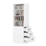 thumbnail of Merax Hochschrank 180 cm, Bücherregal, schlankes Sideboard für Bücher, Büro, Schlafzimmer und Wohnzimmer, integrierten Schubladen, Weiß