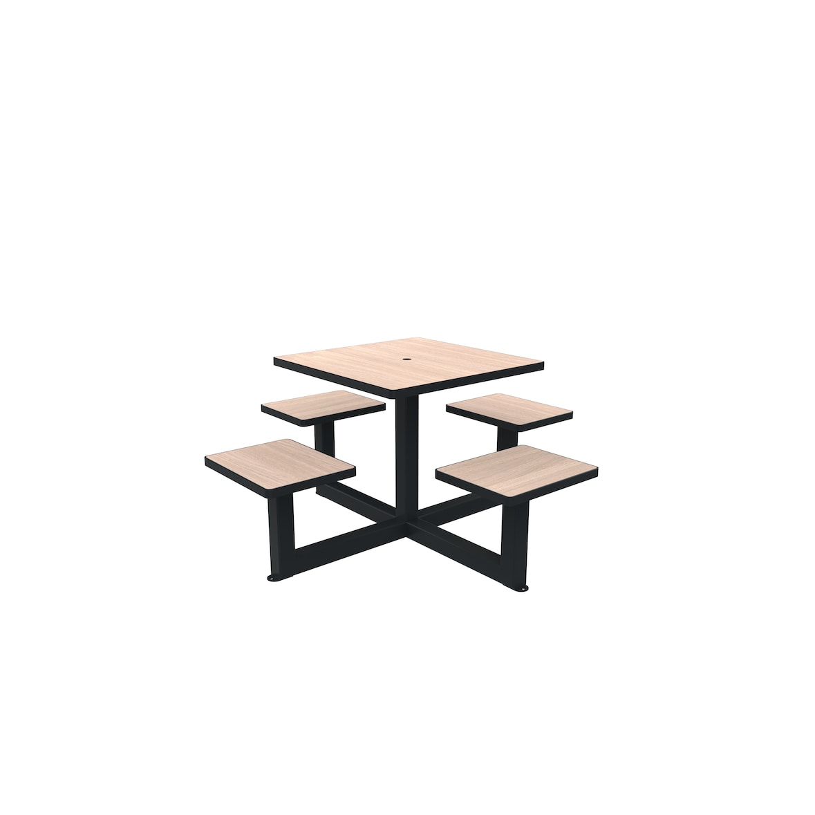 Euroterrasse Table+assises orpin 4pl l1420mm carree diam.50 metal gris 7016 hpl chcl