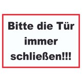 thumbnail of Schild Bitte die Tür immer schließen schwarz-weiss-rot A5 Rückseite selbstklebend