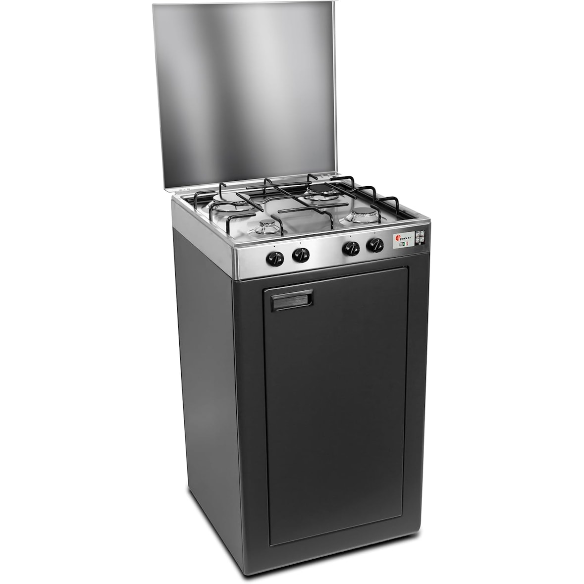 CFParker Fornello Cucina a Gas Gpl 4 Fuochi Acciaio Inox con Mobile Portabombola Grigio Grafite Made in Italy - 541ACCGP