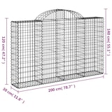 thumbnail of vidaXL Gabionen mit Hochbogen 14Stk. 200x30x120/140cm Verzinktes Eisen