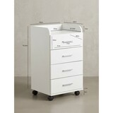 thumbnail of Rollcontainer WL5.748 40 x 70,5 x 33 cm Weiß, Schreibtisch-Container Rollschrank 4 Schubladen, Moderner Schubladencontainer mit Rollen,