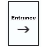 thumbnail of Entrance Schild mit Text und Richtungspfeil rechts Eingang hochkant A1 Rückseite selbstklebend