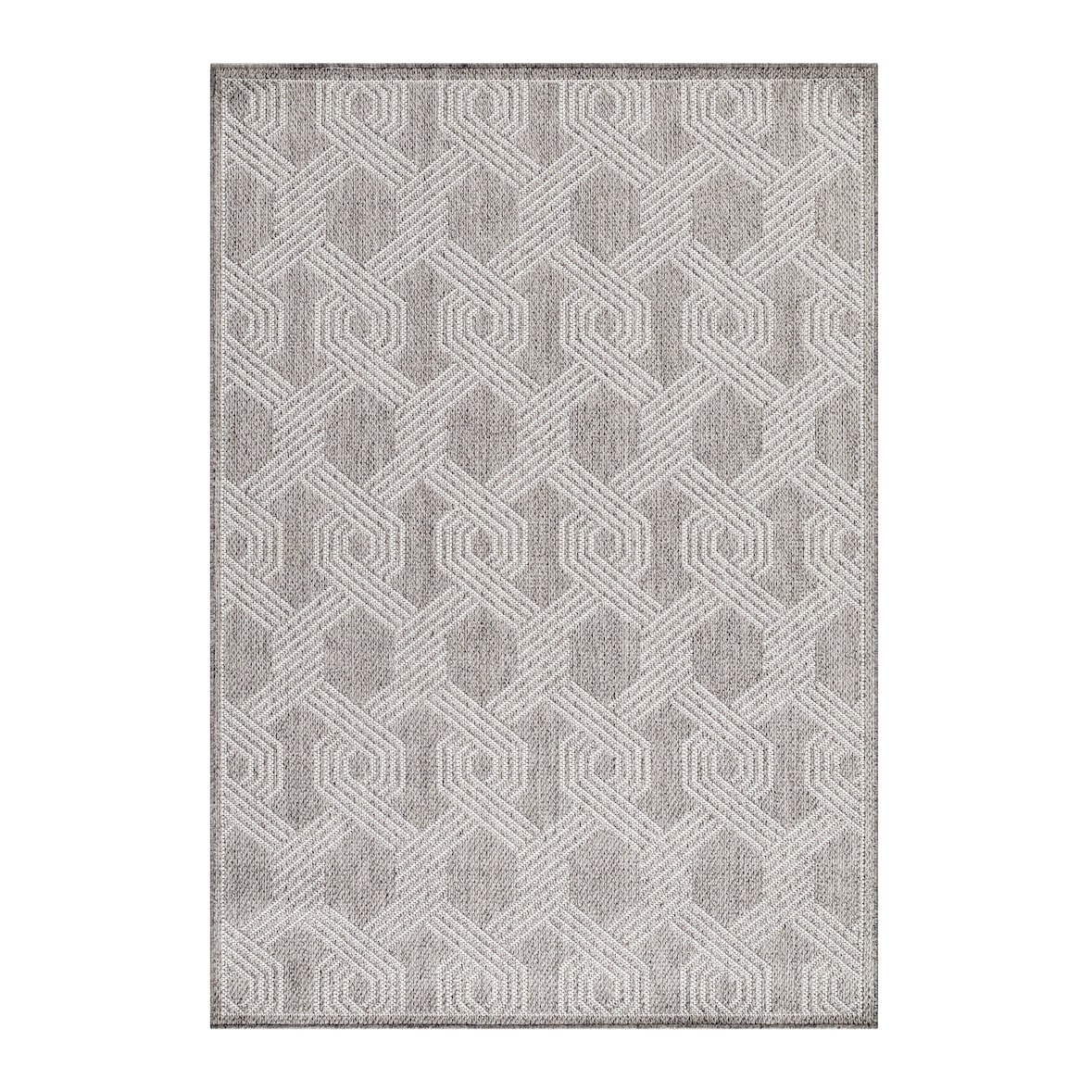 Küchenteppich Geo-Muster Robust Waschbar Strapazierfähig Terrasse Garten Grau 80x150 cm OEKO-TEX Schadstoffgeprüft – ORLA von Kadima Design