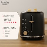thumbnail of Briebe Nordic Torradeira Ranhura Larga 2 Fatias, 6 Níveis de tostagem, Grelha de Aquecimento, Descongelação, TA1166BLK, Preto, 870W