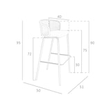 thumbnail of Angel Cerdá Tabouret en rotin et velours brun 4128C 51 x 50 x 95